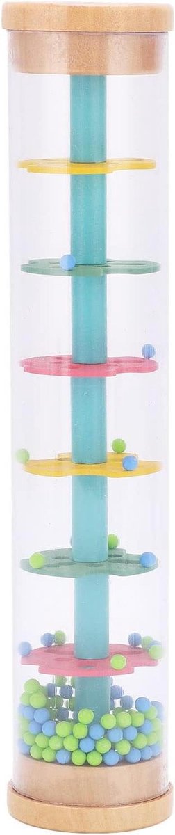 Regenmaker Speelgoed - Muziekstaaf Kinderen - Zintuiglijke Ontwikkeling - Duurzaam Hout Plastic - 21 cm - Multicolor