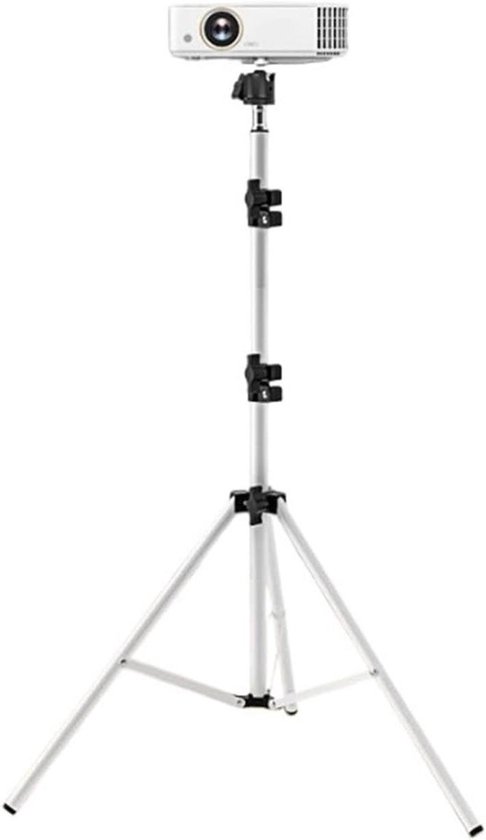 Projectorstandaard vloerstatief verstelbaar 54-170 cm wit universeel metalen steun voor thuisbioscoop