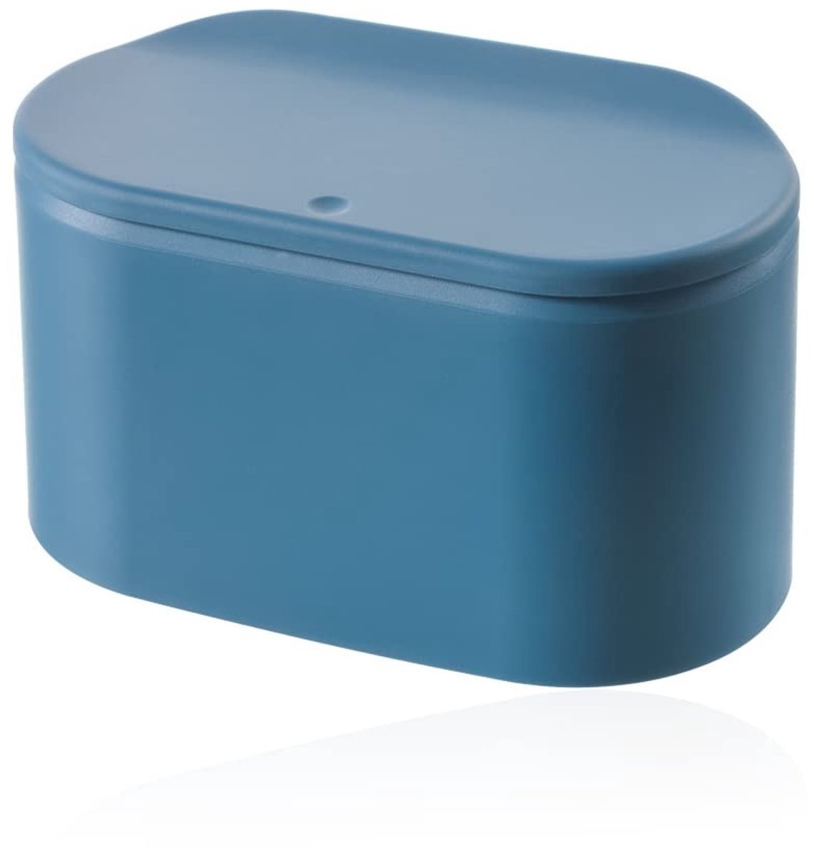 Compacte Afvalbak met Deksel voor Kantoor en Badkamer, Draagbare Prullenbak in Blauw, Ideaal voor Keuken en Thuisgebruik