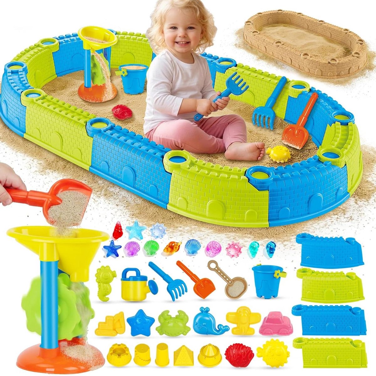 Zandspeelgoedset - Strandspeelgoed - Buiten spelen - 40 delig - 58 x 37 x 50 cm - Multicolor