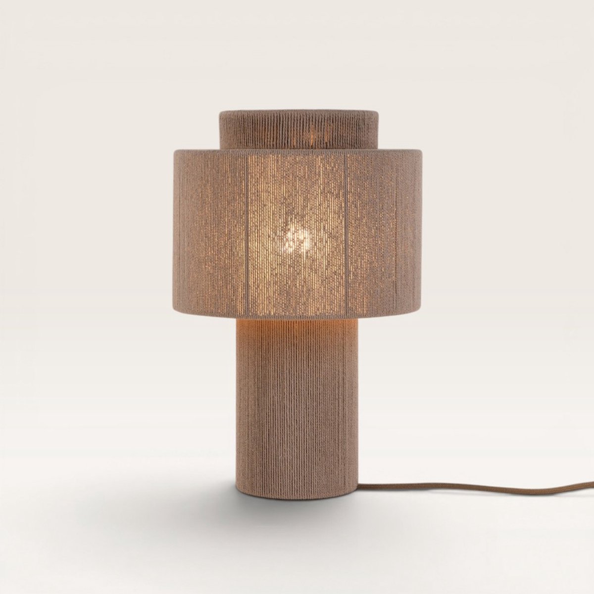 Nevada - Linnen Tafellamp Taupe 40 cm - Nachtkast lampje - Scandinavisch design - E27 fitting - Met aan/uit-schakelaar