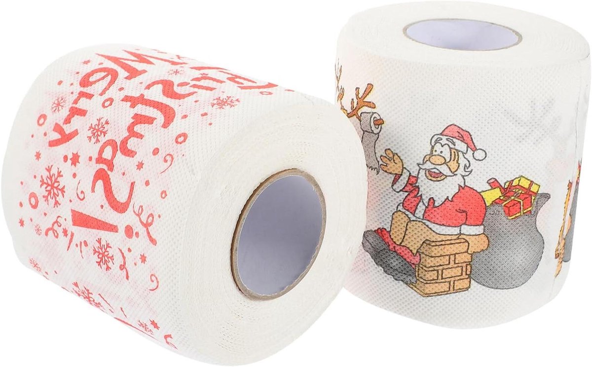 Kerst Toiletpapier - Papieren Handdoekrol - Badkamer Decoratie - Bedrukt met Kerstmotief - 2 Rollen - Meerdere Kleuren
