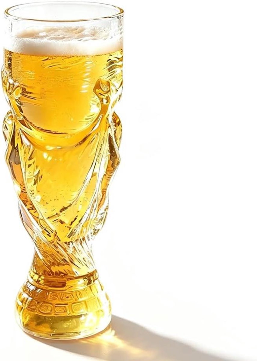 Voetbal Bierpul - Beker Glas - Voetbal Kijken - Trofee Vorm - 850 ml - Transparant