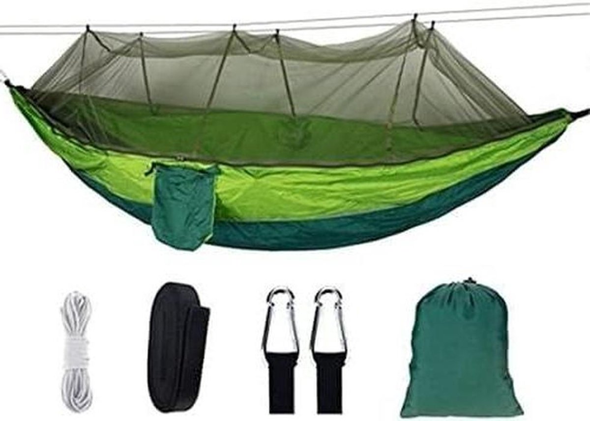 Hangmat Dubbel Nylon - Schommelstoel Kampeerhangmat - Ontspannen Buiten - Met Klamb নেট - 300 kg draagvermogen - I