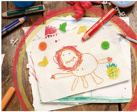 STABILO woody 3 in 1 - Multi Talent Kleurpotloden - Etui Met 6 Kleuren + puntenslijper