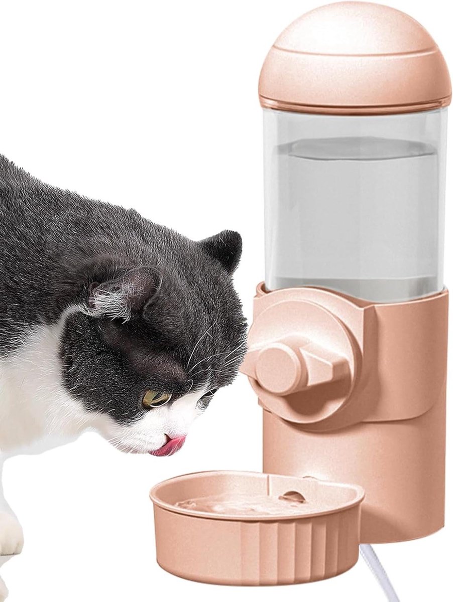 Verwarmde waterbak - Automatische dispenser - Huisdieren hydrateren - Sifon vulmechanisme - 500 ml capaciteit - Roze