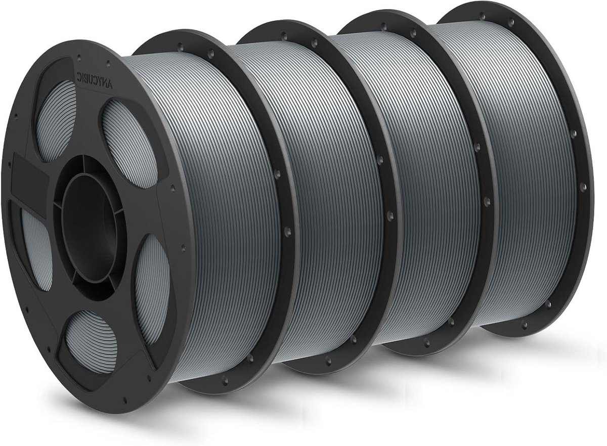3D Printerfilament - PLA Plus - Modelbouw Maken - Hoge Taaiheid Nauwkeurig - 4x 1kg Spoelen - Grijs