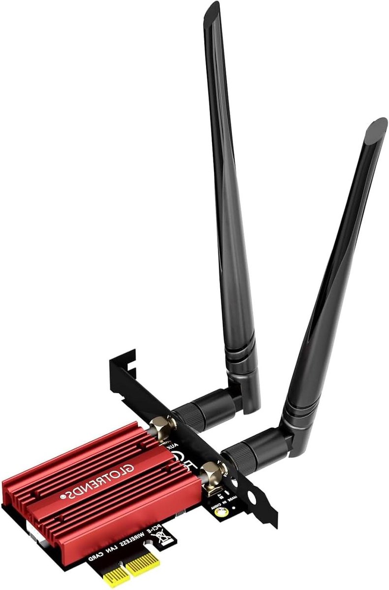 Netwerkkaart PCIe - WiFi 6E kaart - Snelle Internetverbinding - Tri-band 6GHz spectrum - AX5400 snelheid - Rood
