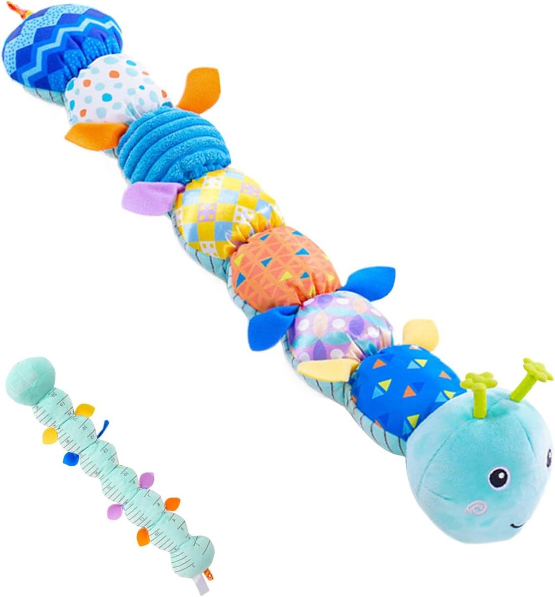 Kalmerende Pop - Dieren Knuffel - Sensorische Ontwikkeling - Knisper Spiegel - 54x11cm - Blauw