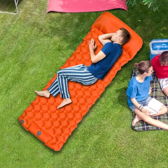 Slaapmat - Kampeermatras Lichtgewicht - Buiten slapen - Snel op te blazen - 190x60cm - Oranje — afbeelding 3