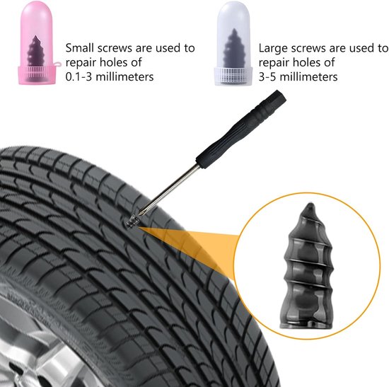 Bandenreparatie spijkers - Universele reparatie - Snel banden herstellen - Inclusief schroevendraaier - 40 stuks - Roze wit zwart — afbeelding 4