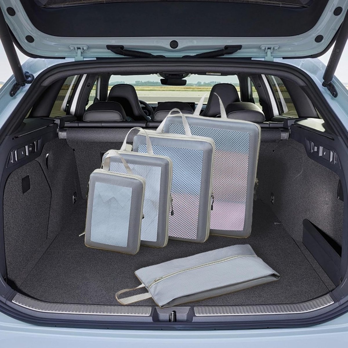 Compressiezakken Reizen - Reisverpakkingstassen - Kleding Organiseren - Waterdicht Nylon - Set van 8 - Grijs