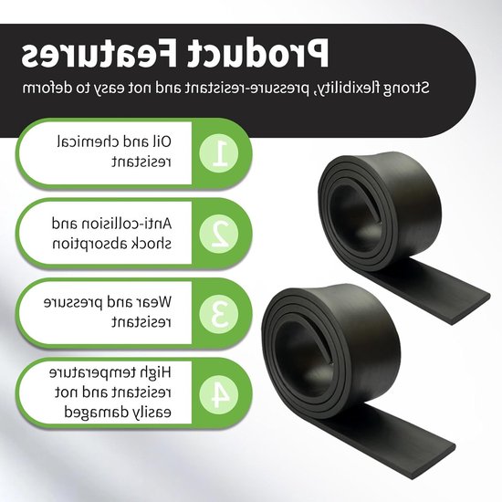 Non-slip rubberen rol van 3 mm x 50 mm x 1 m voor isolatie, antivibratie en industriële bescherming, perfect voor deuren, ramen en voertuigen — afbeelding 2