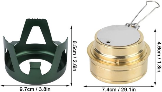 ‌Ultralight Alcohol Stove Burner Set - Mini Camping Cook Stove with Aluminum Pot Stand & Storage Bag for Backpacking, Hiking, Picnic(Green) — afbeelding 5