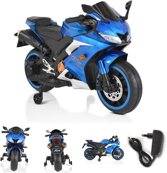Elektrische Kinder Motor - Kindermotor Crossmotor - Buiten Spelen - Met Steunwielen - 120x60x74 cm - Blauw — afbeelding 5