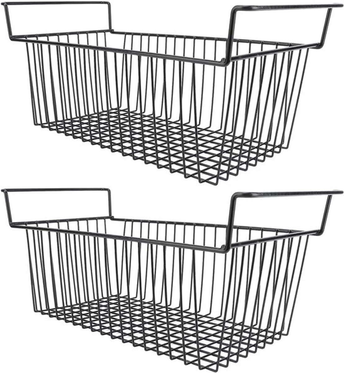 Opbergdoos voor vriezer - draad-vriesmand - robuust en PE-coating - koelkast - opbergruimte - geschikt voor verschillende modellen - zwart - 56,5 x 25,2 x 24 cm - handvat.