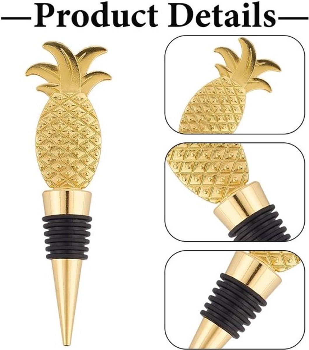 - Wijnstop - Herbruikbaar - Goudkleurig - Champagne - Decoratie - Geschikt voor Wijnen - Gouden Ananas Glas Wijnfles Toppers Zinklegering Pomp voor Mannen en Vrouwen Feestelijke Gelegenheden