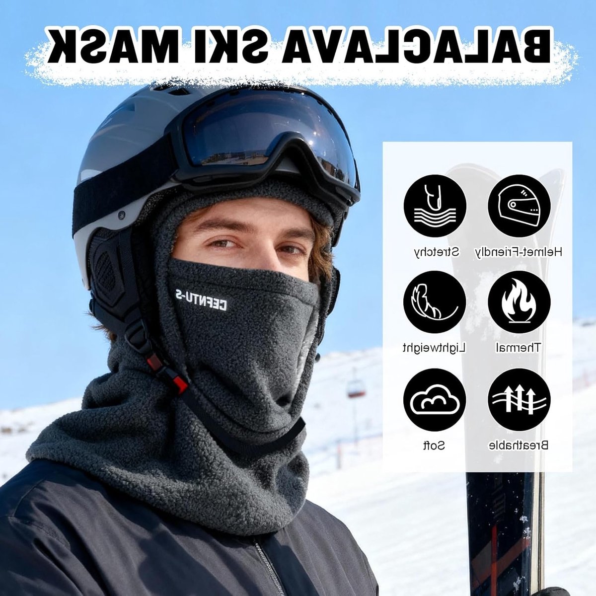 Winterse Balaclava voor Thermische Bescherming - Unisex Fleece Ski Masker met Nekwarmer voor Buitenactiviteiten en Sporten, Warm en Winddicht