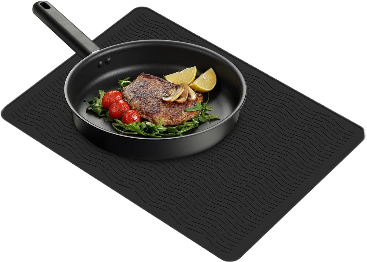Kookplaat Beschermer - Fornuis Mat - Keuken Beschermen - Hittebestendig Siliconen - 70x50cm - Zwart