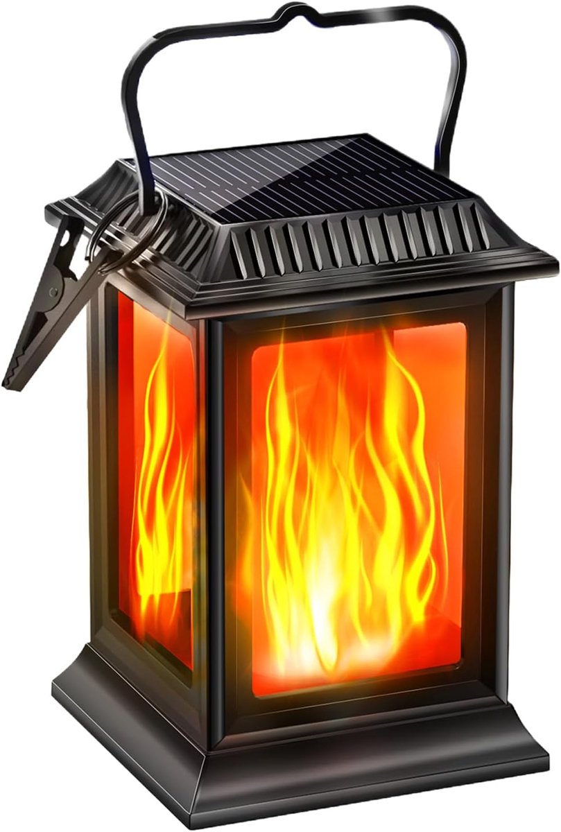 Buitenlantaarn Zonne-energie - Hanglamp Vlam - Tuin Terras Decoratie - Dansende Vlam Effec