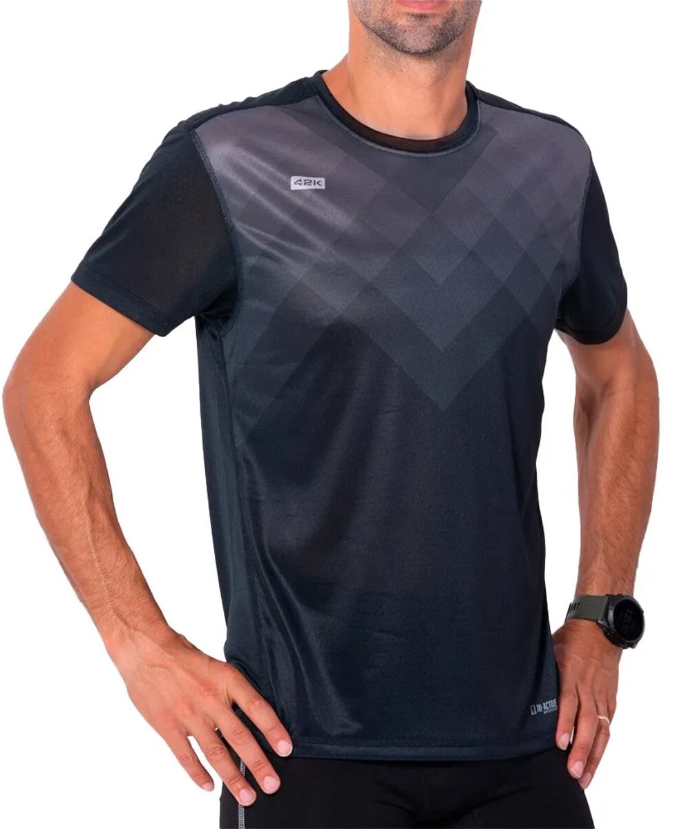 42k Running Motion T-shirt Met Korte Mouwen Zwart,Grijs 2XL