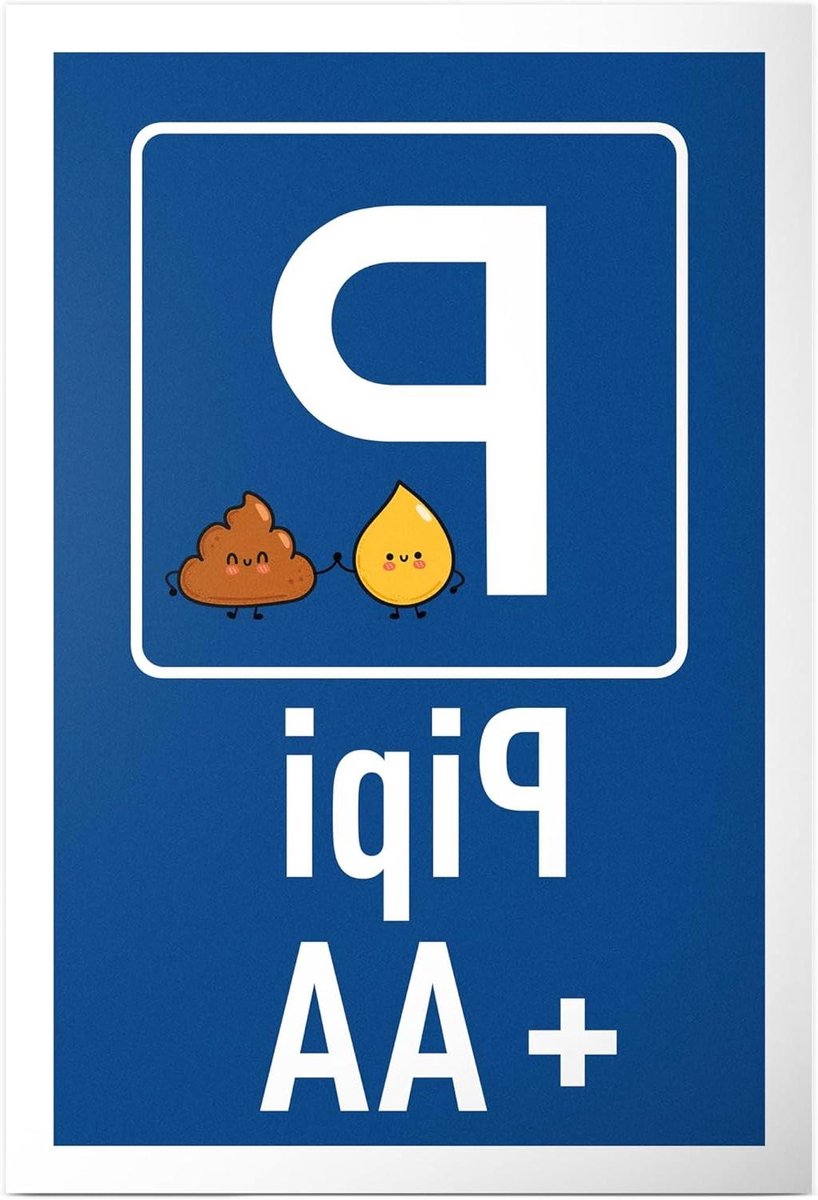 Grappig wc-bord - Toilet decoratie - Gastentoilet aankleding - Met humoristische spreuk - 30 x 20 cm - Blauw