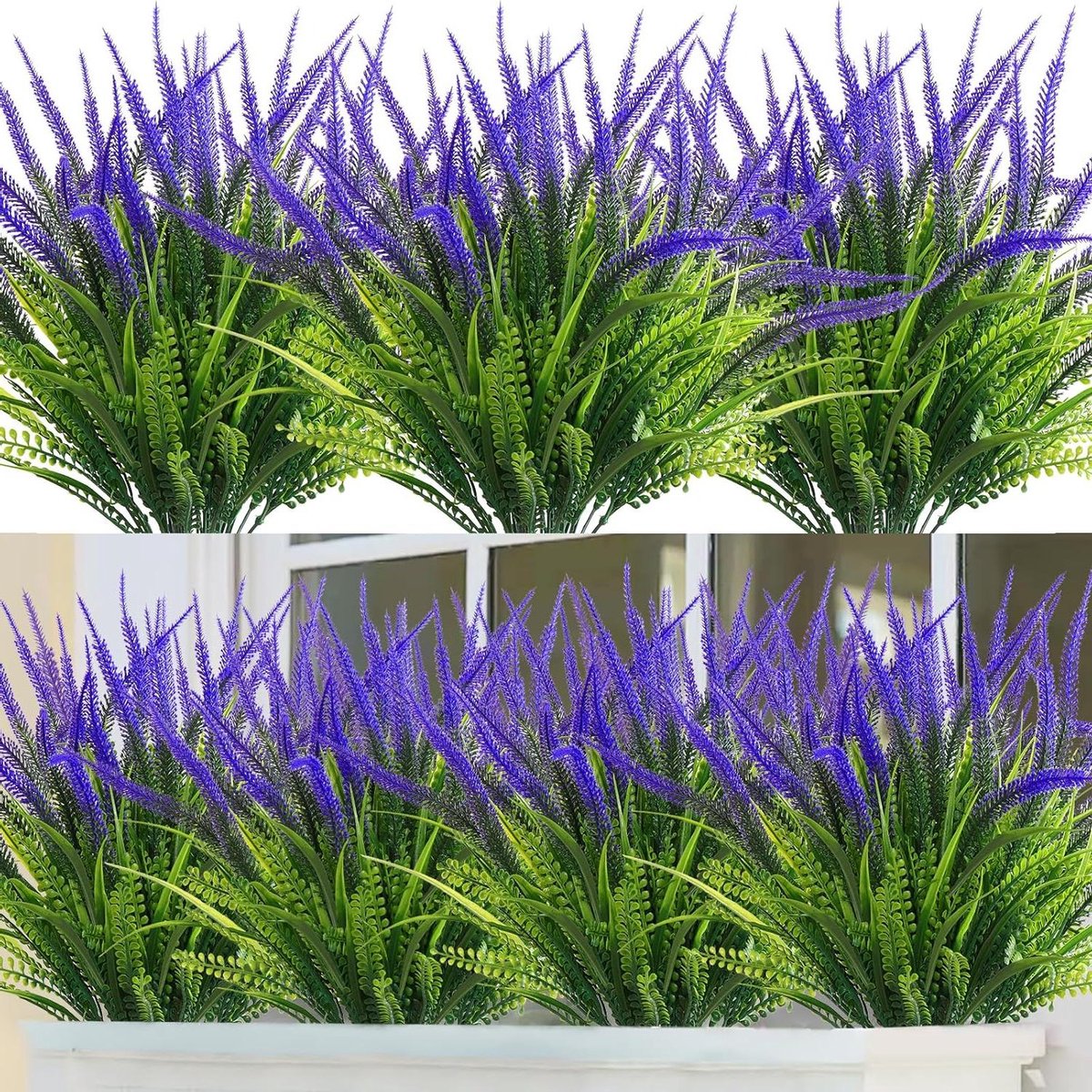 Kunstbloemen bundels - Nep grasplanten - Buiten decoratie - UV-bestendig weerbestendig - 4