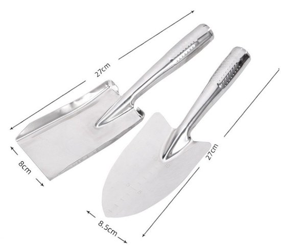2 stuks Tuinscheppen -handscheppen - Tuinschep van roestvrij staal - Garden Spade Small Gardening Hand Tools - tuin- en plantgereedschap - for Weeding - Transplanting - Digging - Geschikt voor gebruik binnen en buiten — afbeelding 2