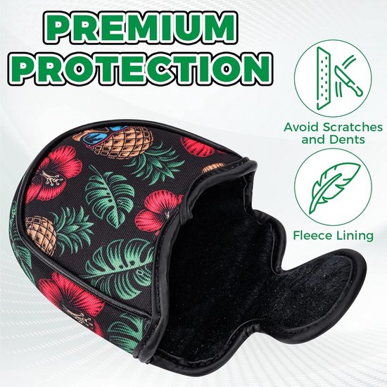 Mallet Putter Cover - Putter Hoes - Golf Bescherming - Universele Pasvorm - 25x23x4 cm - Ananas Schedel — afbeelding 3