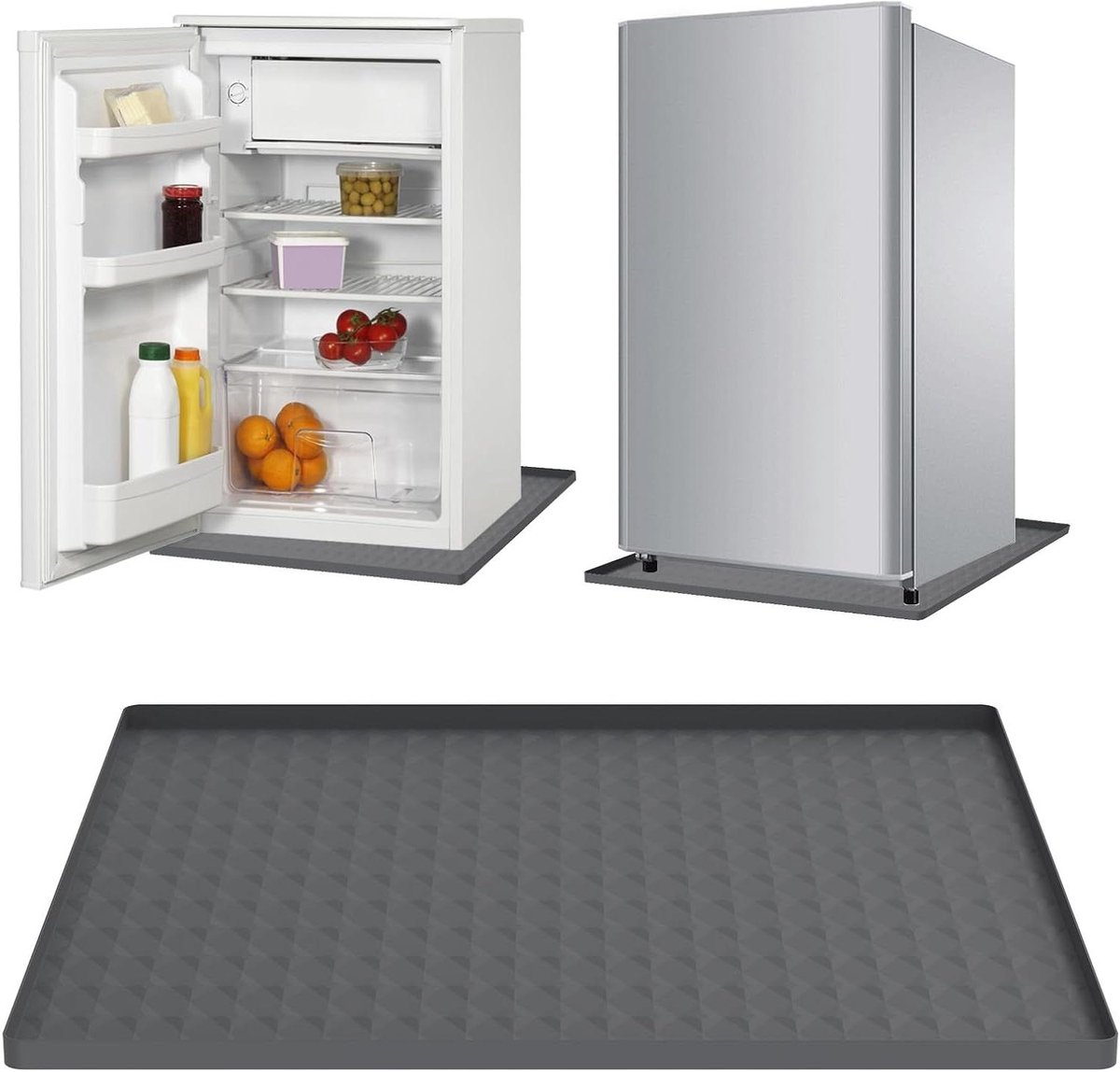 Koelkast Mat - Onderlegger Apparaten - Vocht Opvang - Verhoogde Rand - 60x60cm - Grijs