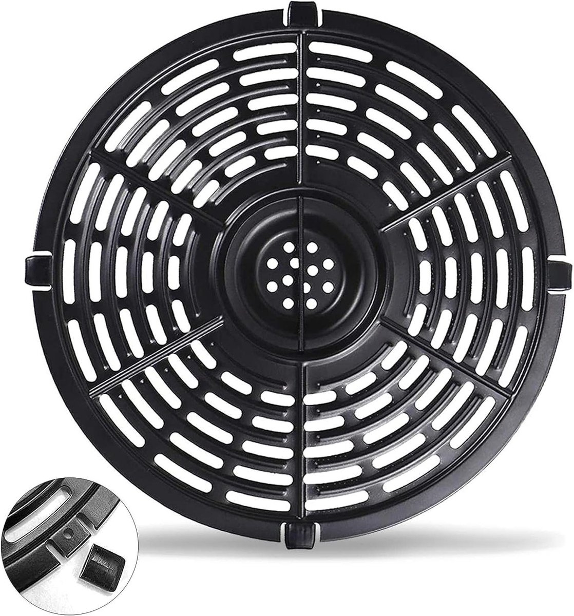 Airfryer Grillplaat - Crisper Plate - Gezond Koken - Met Handvat - 20x20cm - Zwart