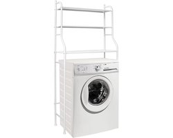 Shelf over washing machine for storage, laundry cabinet with 3 shelves, side cabinet, organizer made of metal, white, for pantry (rectangular washing machine)