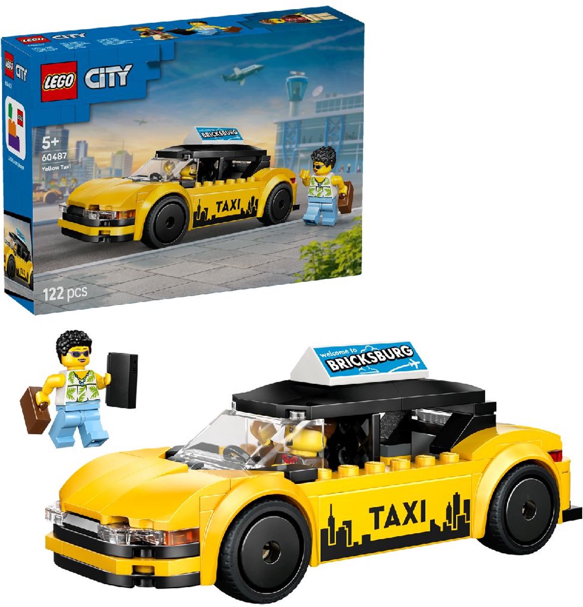 LEGO® City Gele Taxi - Modelautobouwset met 2 Minifiguren - Klassieke Speelgoedtaxi - 60487 — afbeelding 12