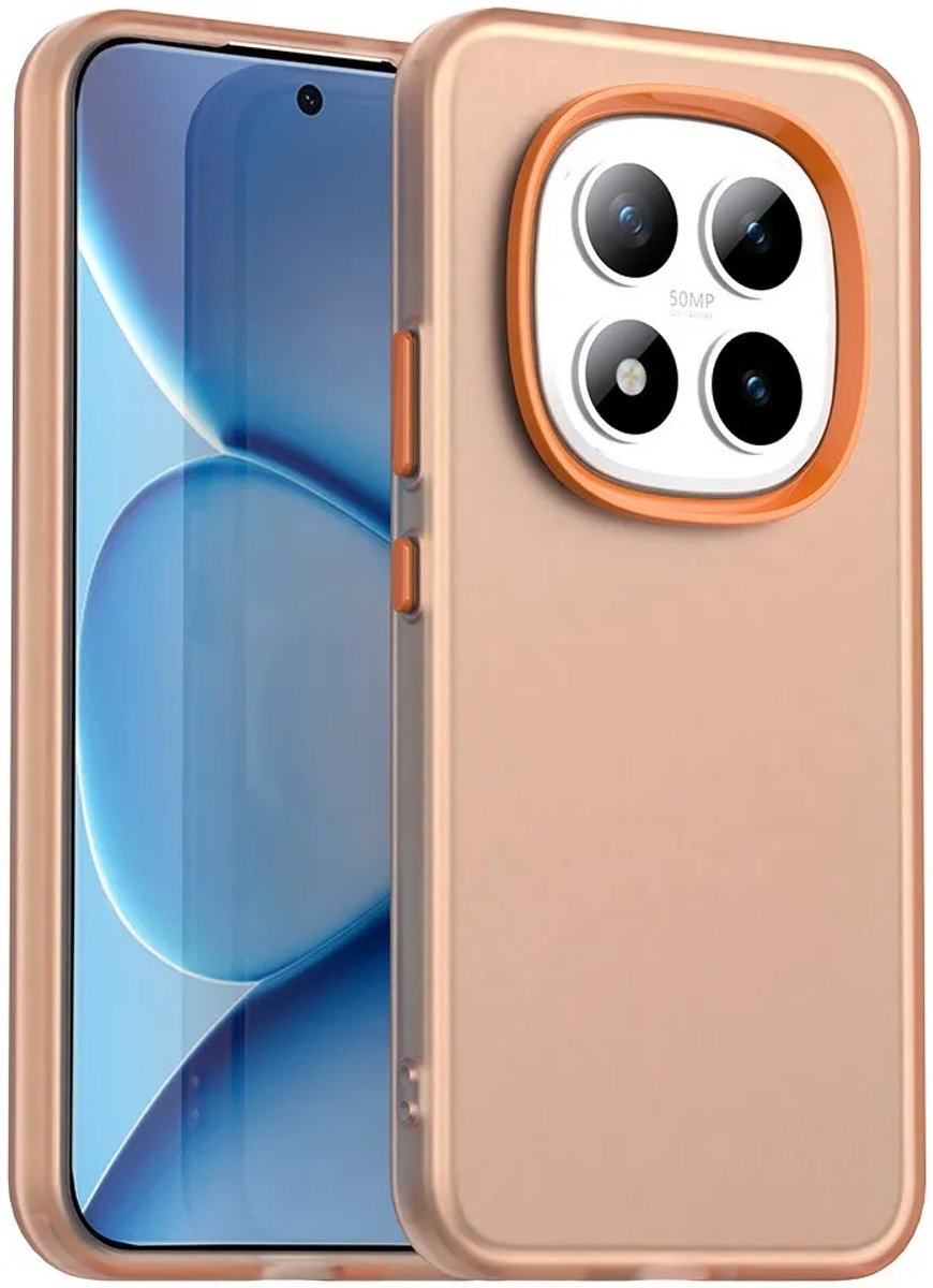 Hoesje geschikt voor Xiaomi Redmi Note 15 Pro 5G - Phonesta HardFrost Semi-Transparante Back Cover - Mat Oranje