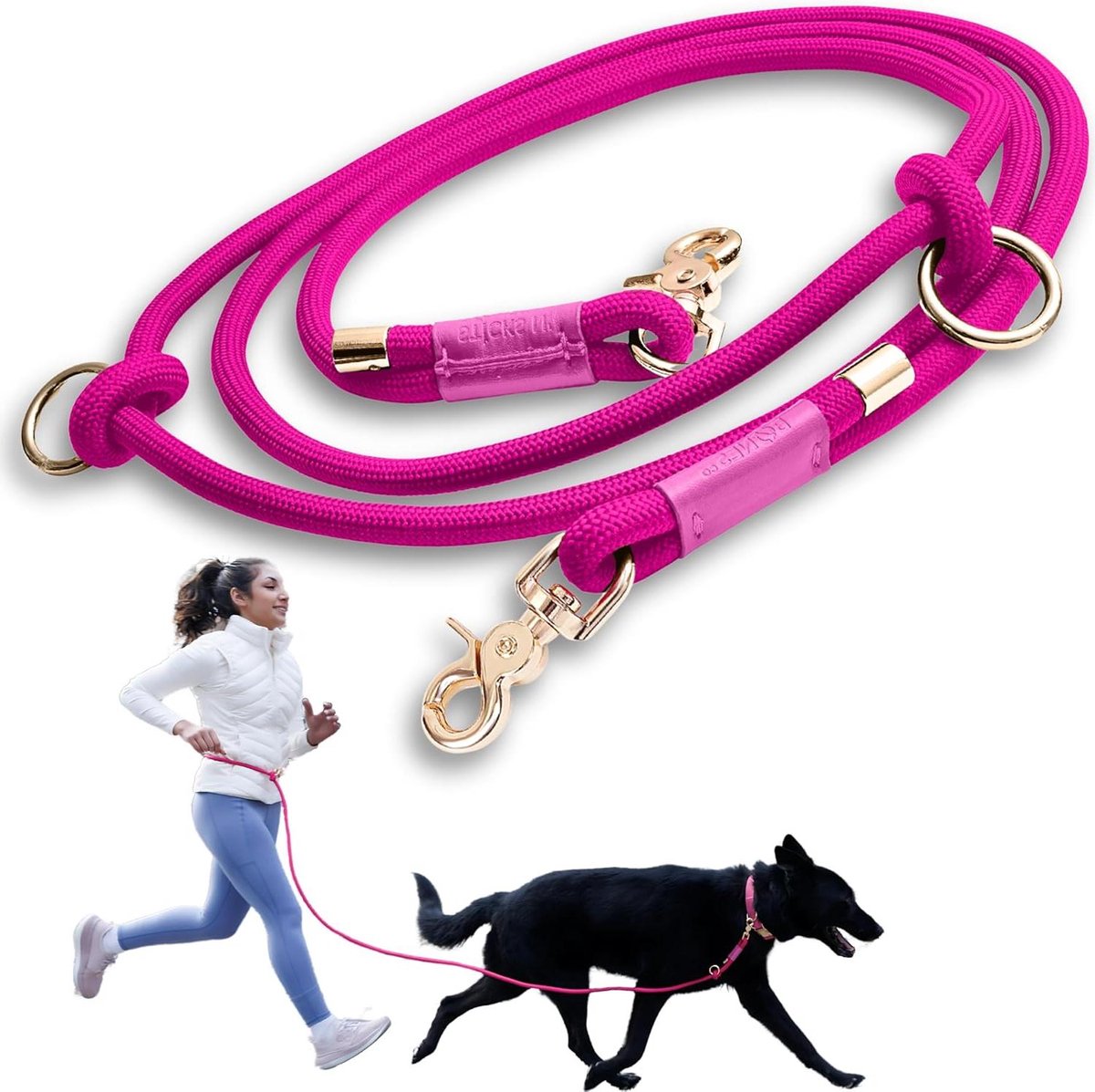 Hondenriem Handsfree - Verstelbare Leash - Wandelen en Rennen - Multifunctioneel 6-in-1 - 2.5 Meter - Roze