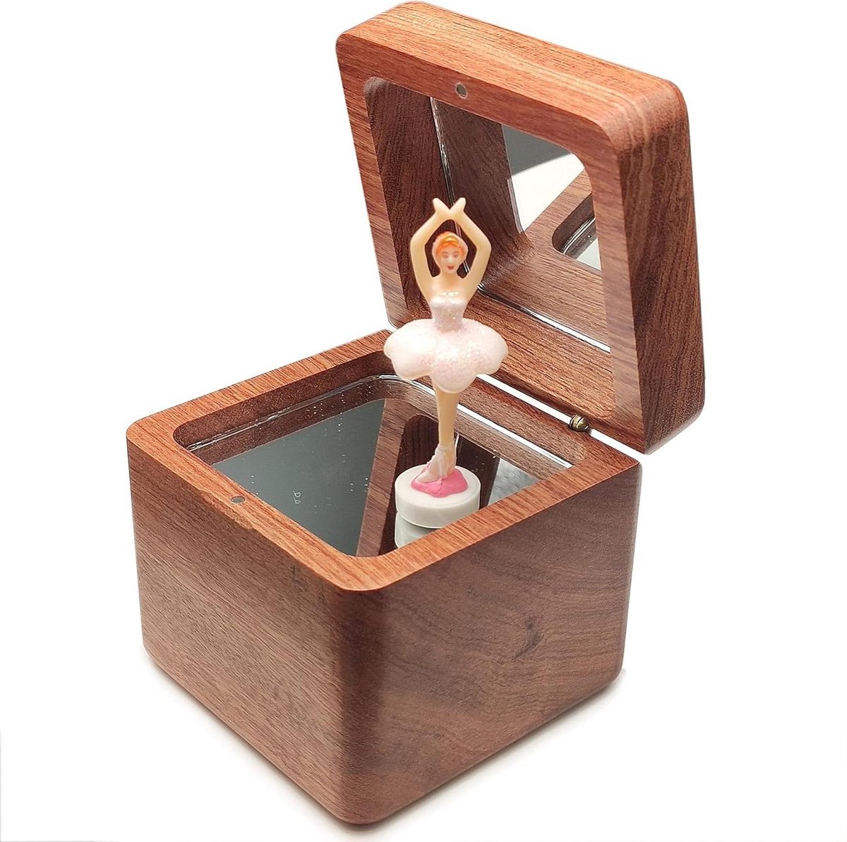 18 Opmerking Wind Up Massief Houten Ballerina Meisje Muziekdoos, voor Kerstmis/Verjaardag/Valentijnsdag/Moederdag, Tune of Swan Lake. (palissander)