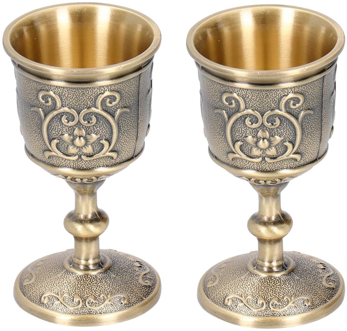 Hapivida 2 Pcs Vintage Bronzen Wijnbekers - Mini Kelken voor Whisky en Vodka