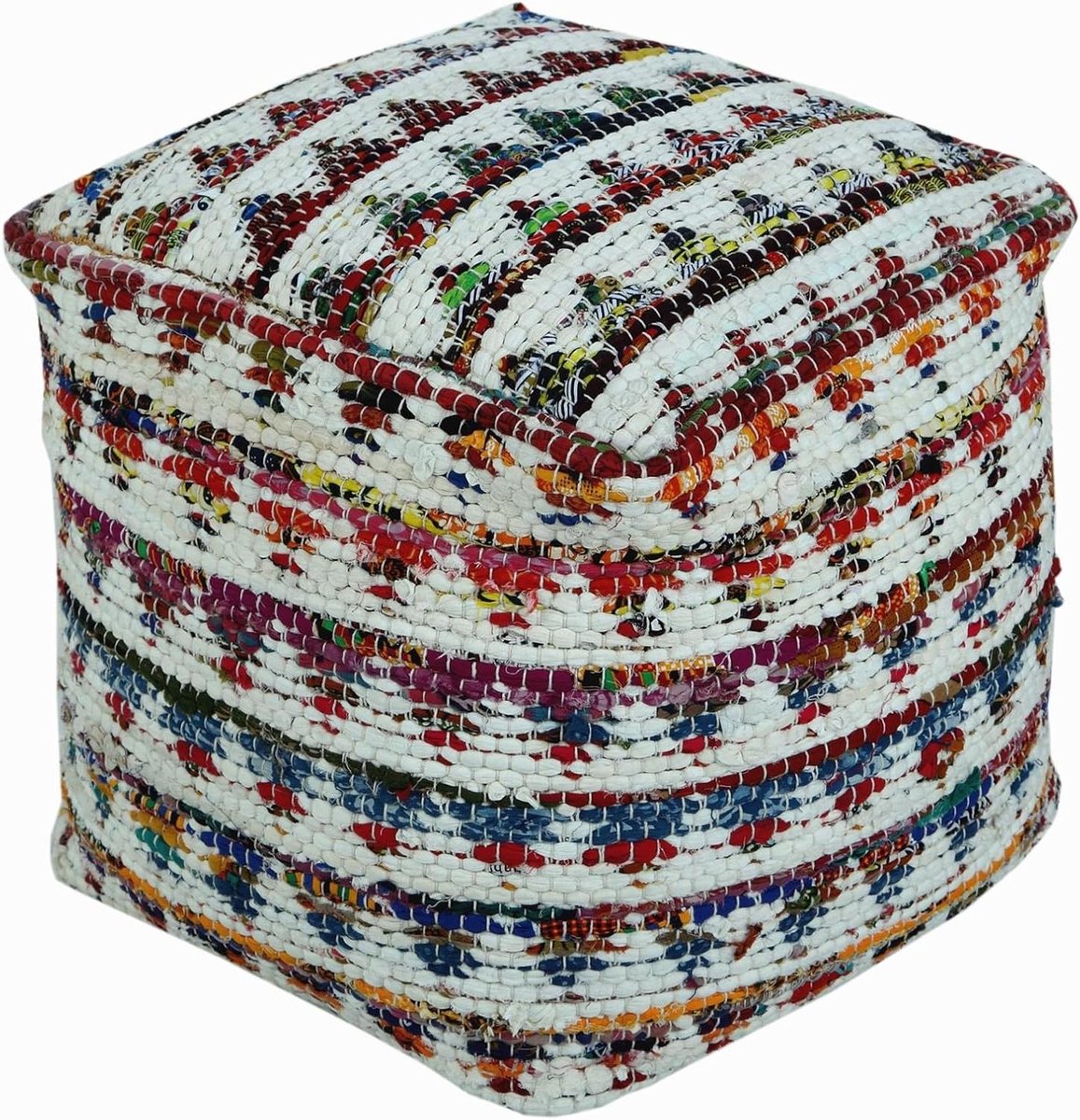 Zetel Cube - Poef Voetenbank - Extra Zitplaats - Handgemaakt Uniek - 40x40x40 cm - Geel