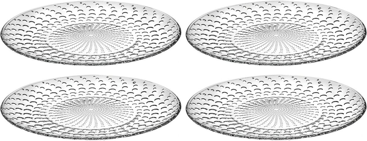 Glazen Dinerborden - Set van 4 - Dineren - Europees Fabricaat - 26 cm Diameter - Transparant