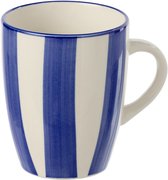 J-Line mok Gestreept - keramiek - blauw/wit - 6 stuks
