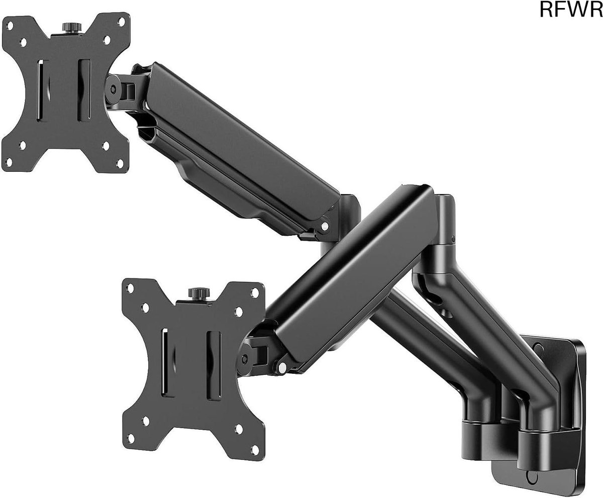 Monitor Muurbeugel - Dubbele Monitor Arm - Ergonomisch Werken - Volledige Bewegingsvrijheid - 17-32 Inch - Zwart