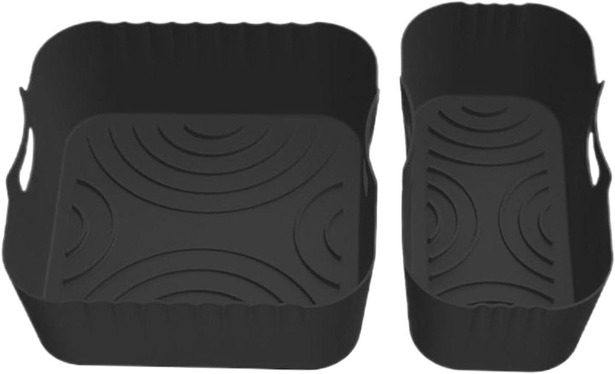 Airfryer Mandvoeringen - Siliconen Liners - Olievrij Koken - Dubbel Compartiment - 18 cm - Zwart