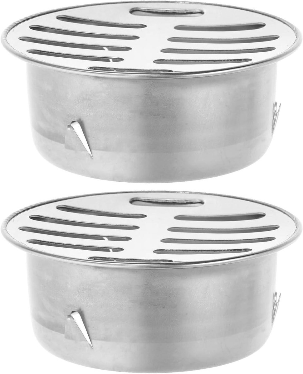 Afvoerroosters 2 stuks - Vloerafvoer deksels - Verstopping voorkomen - Roestvrij staal - 75 mm opening - Zilver
