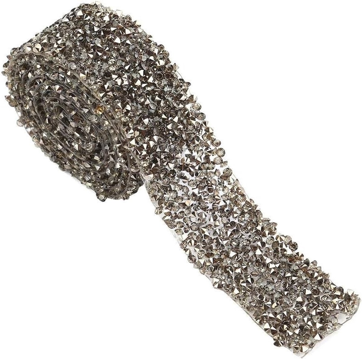 Diamant Mesh Lint Rol van 3 cm Breed, 1 Yard, Perfect voor Bruiloften, Prom Dresses en Decoratie van Haarclips en Kragen, Transparant Grijs