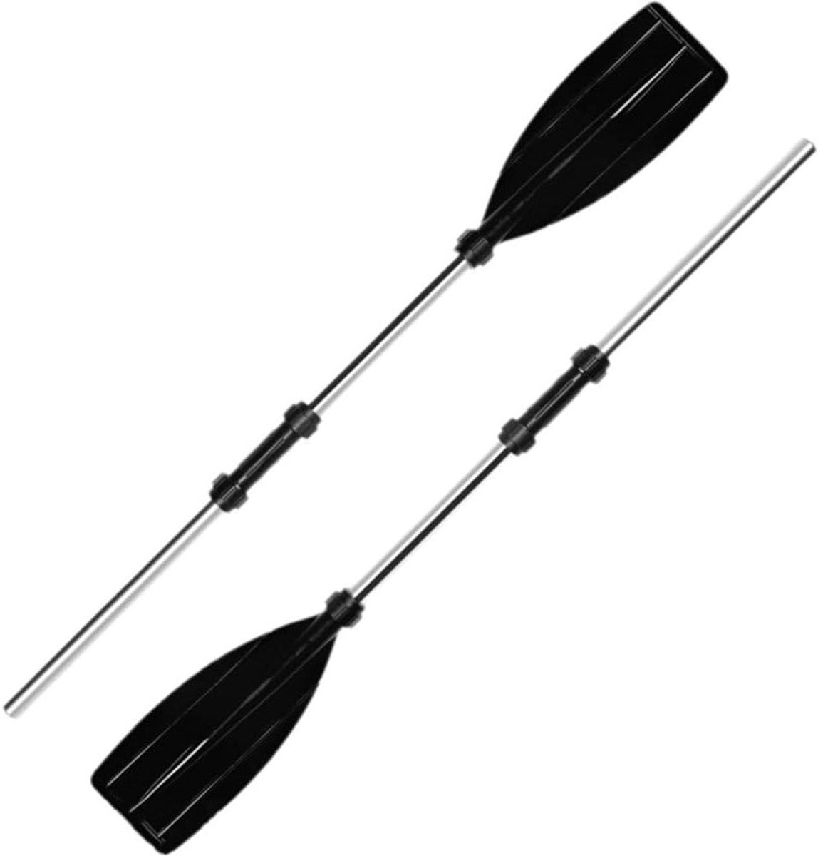 Aluminium Peddels - Roeispanen Paar - Watersport Activiteiten - Afneembaar Ontwerp - 1.25 Meter - Zilver Zwart