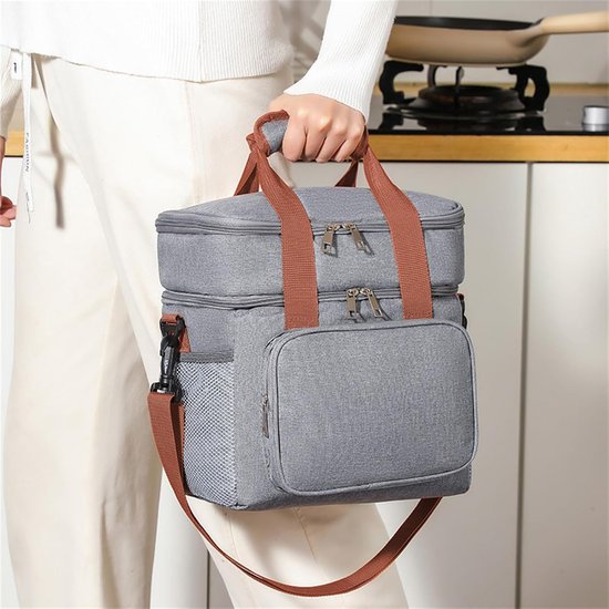 Kleine koeltas (13 liter) - Opvouwbaar - Draagbare geïsoleerde tas / vriestas - Lunchtas - Picknicktas - Afmetingen: 25 x 18 x 30 cm - Thermotas - Geschikt voor picknicks, kantoor en werkplek - Blauw — afbeelding 5
