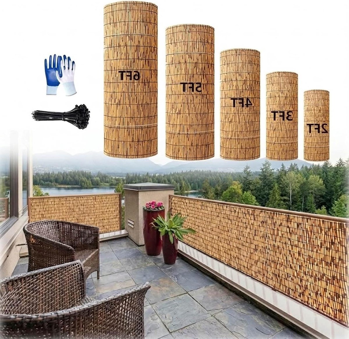 Natuurlijk Riet Scherm - Privacy Rol - Buitenruimte Aankleden - Weerbestendig Geweven - 160x1000cm - Natuurlijk