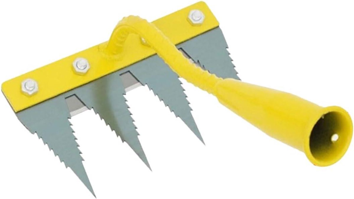 Onkruidhark - Wortelwerker - Tuinonderhoud - Ergonomisch ontwerp - 4 tanden - Geel