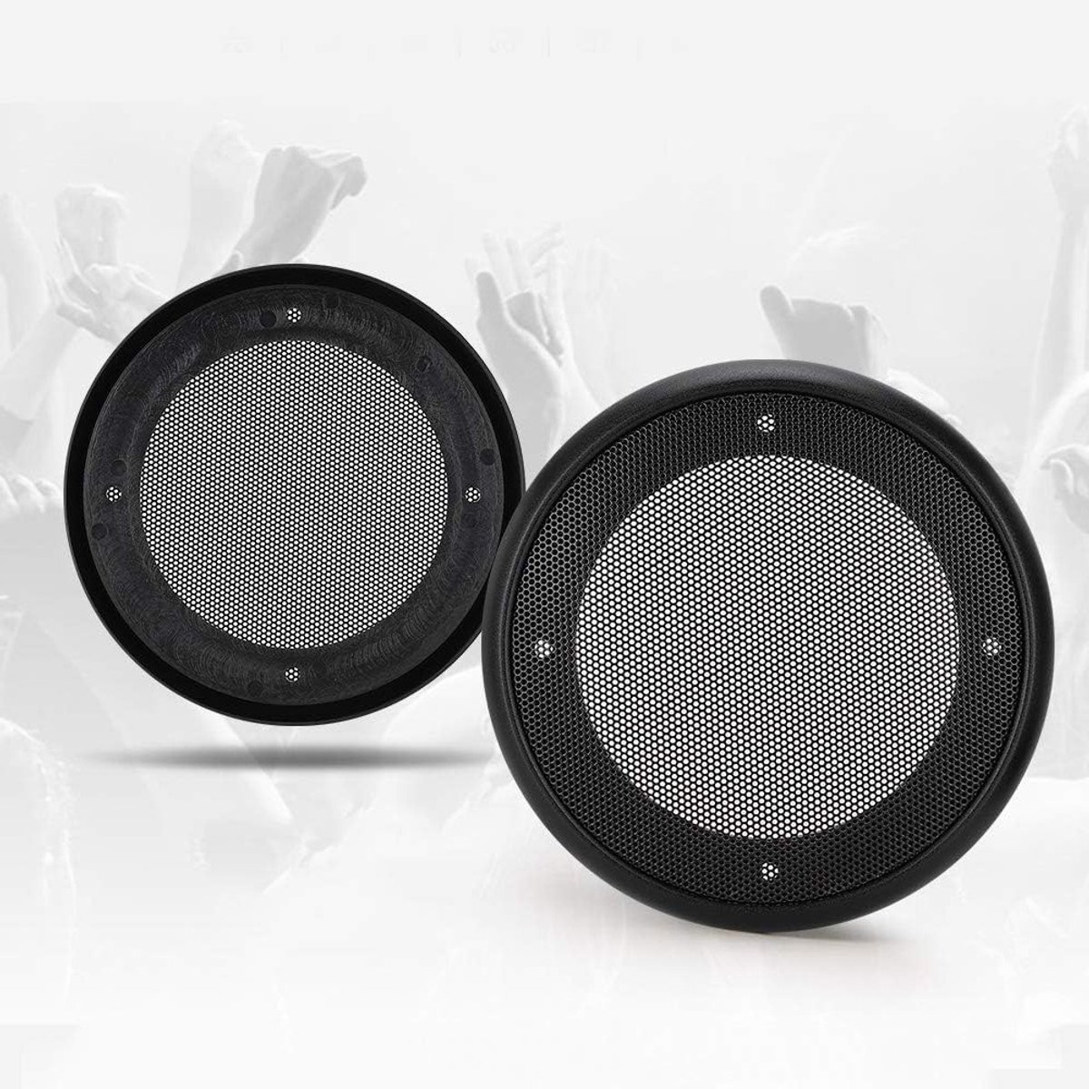 10cm Speaker Covers voor Auto - 4 Inch Metalen Bescherming, ABS en Staal, 2 Stuks, Zwart, Decoratieve Mesh Cover