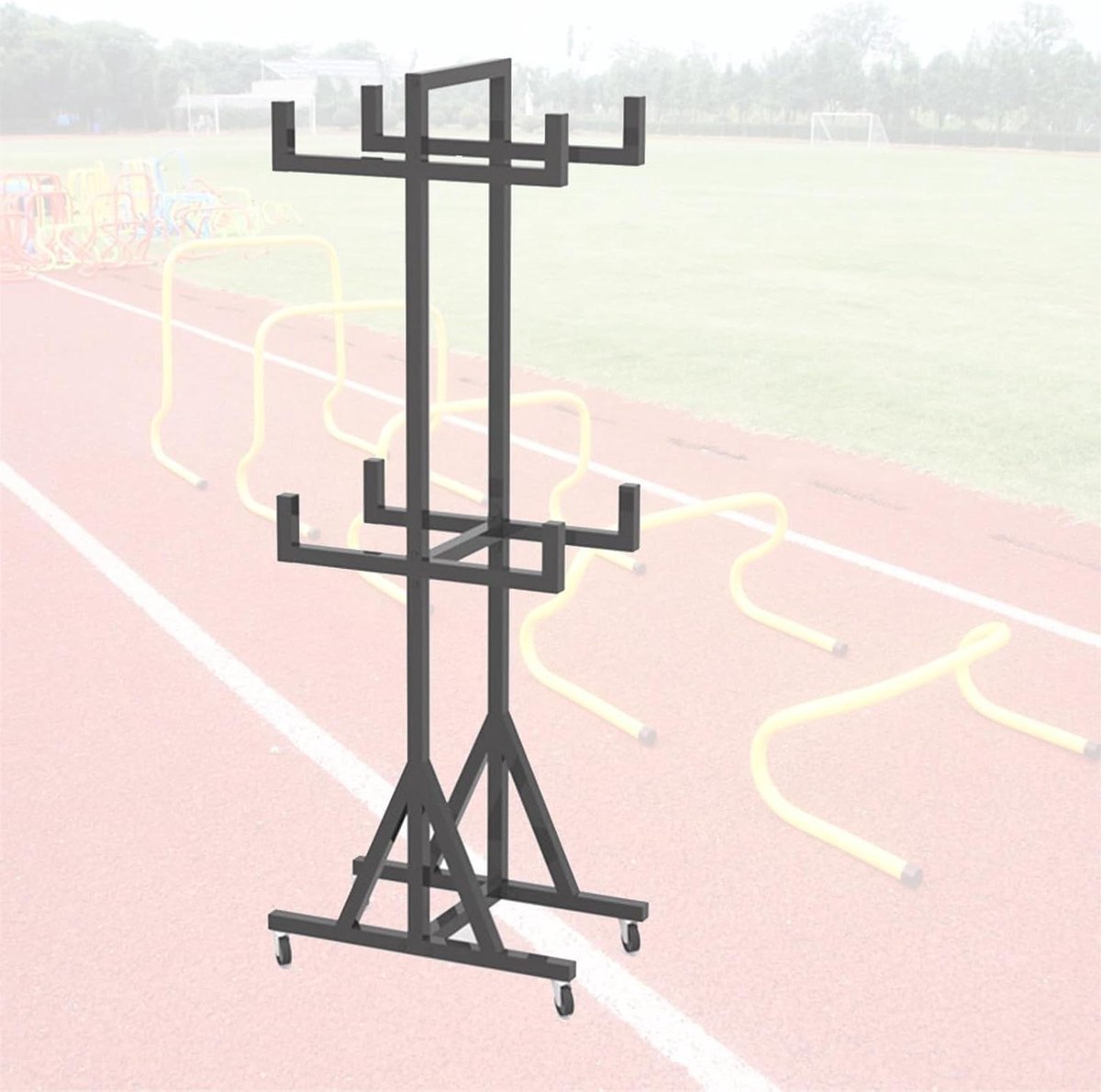Hindernissen Opbergrek - Sportuitrusting Carrier - Sportspullen Organiseren - Ruimtebesparend Ontwerp - 45x30x135 cm - Zwart